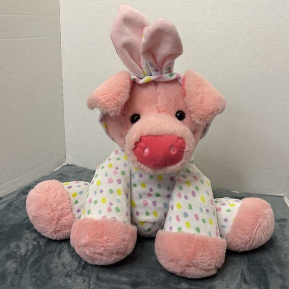 Dan Dee Other - Dan Dee Easter Bunny Plush Pink Pig in Rabbit Costume 16 Inch Stuffed Animal Toy